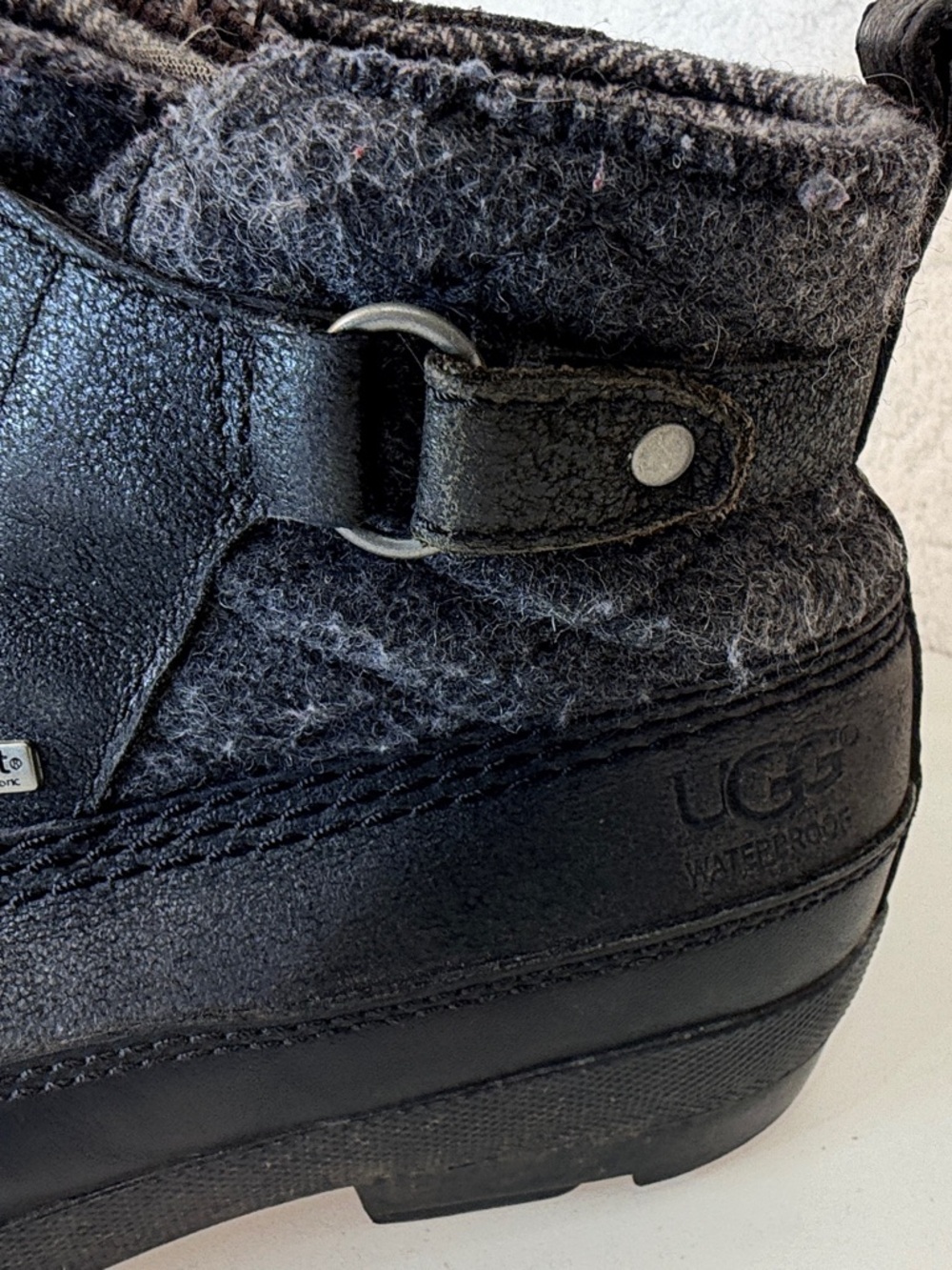 UGG Australia Waterproof Duck Boots Wool Lined Black Womens Size 9 - Picture 4 of 15